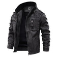 Men's Leather Biker Jacket Stand Collar