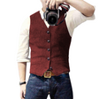 Men's Tweed Vest V-Neck Button Front