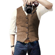 Men's Tweed Vest V-Neck Button Front
