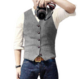 Men's Tweed Vest V-Neck Button Front