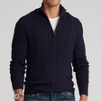 Men's Cable Knit Sweater Quarter Zip