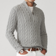 Men's Cable Knit Quarter Zip Sweater Cashmere Blend