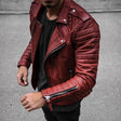 Men's Quilted Leather Moto Jacket Asymmetric Zip