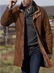 Men's Suede Jacket Water-Resistant Sherpa Collar