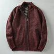 Men's Fleece-Lined Knit Cardigan Stand Collar