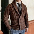 Men's Shawl Collar Cable Knit Cardigan