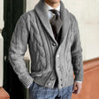 Men's Shawl Collar Cable Knit Cardigan