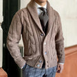 Men's Cable Knit Cardigan Shawl Collar