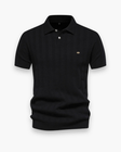 Men's Ribbed Knit Polo Shirt Short Sleeve