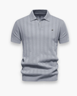 Men's Ribbed Knit Polo Shirt Short Sleeve