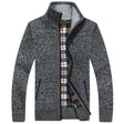 Men's Fleece-Lined Knit Cardigan Stand Collar