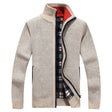 Men's Fleece-Lined Knit Cardigan Stand Collar
