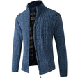 Men's Fleece-Lined Knit Cardigan Stand Collar