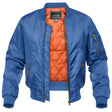 Men's Quilted Bomber Jacket Ribbed Trim