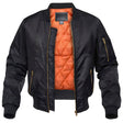 Men's Quilted Bomber Jacket Ribbed Trim