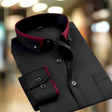 Men's Long Sleeve Button Down Shirt Contrast Collar