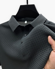 Men's Basketweave Knit Polo Shirt Short Sleeve