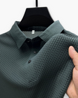 Men's Basketweave Knit Polo Shirt Short Sleeve