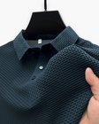 Men's Basketweave Knit Polo Shirt Short Sleeve