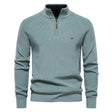 Men's Quarter Zip Knit Sweater Ribbed Contrast Collar