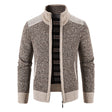 Men's Fleece-Lined Knit Cardigan Stand Collar