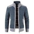 Men's Fleece-Lined Knit Cardigan Stand Collar