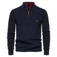 Men's Quarter Zip Knit Sweater Ribbed Contrast Collar