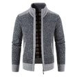 Men's Fleece-Lined Knit Cardigan Stand Collar