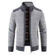 Men's Fleece-Lined Knit Cardigan Stand Collar