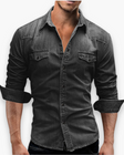 Men's Denim Shirt Western Snap-Button