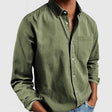 Men's Linen Shirt Long Sleeve Chest Pocket