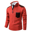 Men's Quarter Zip Sweater Suede Patch Detail