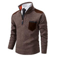 Men's Quarter Zip Sweater Suede Patch Detail