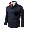 Men's Quarter Zip Sweater Suede Patch Detail