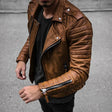 Men's Quilted Leather Moto Jacket Asymmetric Zip
