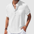 Men's Linen Henley Shirt Short Sleeve
