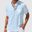 Men's Linen Henley Shirt Short Sleeve