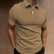 Men's Zip Collar Polo Shirt Short Sleeve