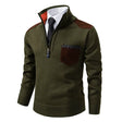 Men's Quarter Zip Knit Sweater Suede Patches