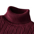 Men's Cable Knit Turtleneck Sweater Slim Fit