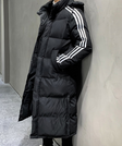 Men's Long Puffer Jacket Hooded Striped Sleeves