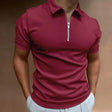 Men's Zip Collar Polo Shirt Short Sleeve