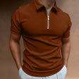 Men's Zip Collar Polo Shirt Short Sleeve