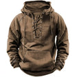 Men's Lace-Up Hoodie Vintage Rugged