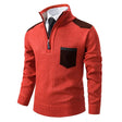 Men's Quarter Zip Knit Sweater Suede Patches