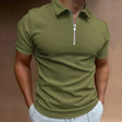 Men's Zip Collar Polo Shirt Short Sleeve