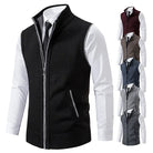 Men's Fine-Knit Sweater Vest with Zip Closure