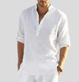 Men's Linen Henley Shirt Long Sleeves