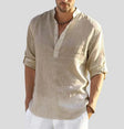 Men's Linen Henley Shirt Long Sleeves
