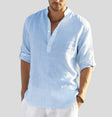 Men's Linen Henley Shirt Long Sleeves